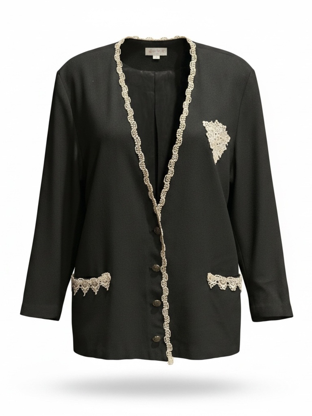 Vintage Melrose Black Lace&PearlTrim Blazer EUC Size 8